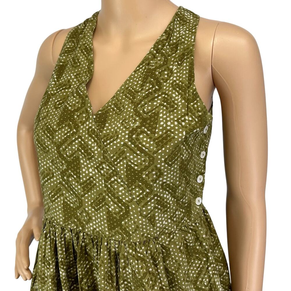 Svrnaa Anthropologie Printed Fit & Flare Dress Olive Green Size S - Picture 9 of 13
